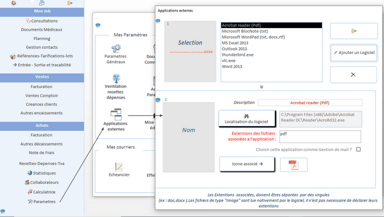 params Appli logiciel veterinaire