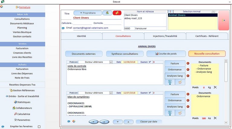 logiciel veterinaire-Consultations